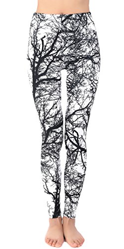 Ndoobiy Printed Leggings Basic Cheap Patterned Leggings Yoga Workout Leggings Women Girls Spandex Leggings L2(Trunk PS)