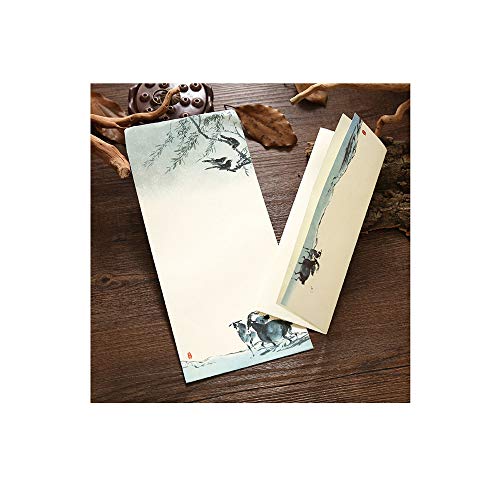 DLOnline 80 Pcs Writing Stationery Paper and Envelopes,Letter Set,8 Styles of Ink Painting Classic Vintage Antique(64 Letter Paper + 16 Envelopes) - Thumbnail 6
