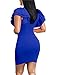 Mokoru Women's Sexy Ruffle Short Sleeve Hollow Out Bodycon Party Mini Club Dress, Large, Royal Blue