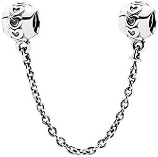 Safety Chain Love Connection Charm - Safety Chain Charms Beads - For 3mm European Bracelets