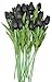 ALIERSA 10-Heads Home Decoration Mini Tulip Real Touch Tulip Artificial Flowers Bouquets (Black)