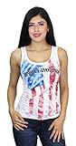 Harley-Davidson Womens Starry Eyed US Flag Pattern Burnout with Studs White Tank