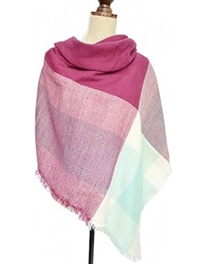 Women Tartan Scarf Stole Plaid Blanket Checked Scarves Wraps Shawl
