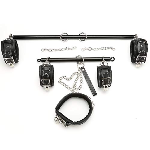 2pcs Black Expandable Spreader Bar with 14pcs Adjustable Straps Kit for Home Gyms Yoga (Black Kit) - Thumbnail 2