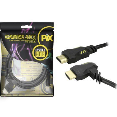 Cabo HDMI PIX 2m 2.0 4K Gamer - Plug 90º 018-0120