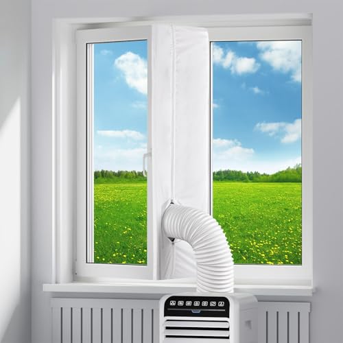 300CM Window Seal Kit for Mobile Air Conditioners, Energy-Efficient Hot Air to Fix on Windows, Mobile Dryer, White, No Drilling Required