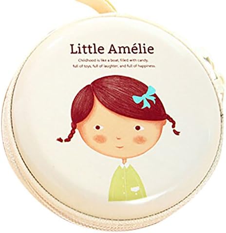 Coin Purse For Women &amp; Girls Cute Girl Cartoon Tinplate Mini Portable Headphones Case Wallet Keys Coin Purses (White)