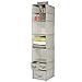 mDesign Chevron Fabric Hanging Closet Storage Organizer, for Clothing, Sweaters, Shoes, Accessories - 7 Shelves and 3 Drawers, Taupe/Natural