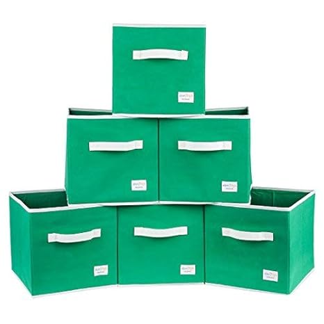 Uberlyfe Dark Green 6pc Kids Toy Storage Box (KSB-1682-CUB-DKGN6PC)