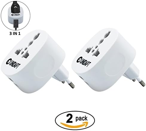 Unidapt European Adapter World Travel Universal Power Plug Adaptor With Dual USB Plug Charger USA US to Europe Eu 2-piece