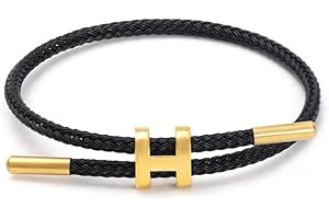 PPbuky Steel Bracelet Link, Adjustable H-shape Wire Rope Bracelet, Lucky Jewelry with Titanium Buckle for Birthday, Valentine's, Graduation, Fashion Gift for Women, Men, Lovers, Friends