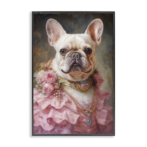 Stupell Industries Fancy French Bulldog Portrait Black Framed Giclee Art design…