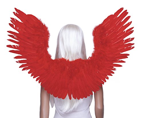 FashionWings (TM) Red Open Swing V Shape Costume Feather Angel Wings Adult Unisex