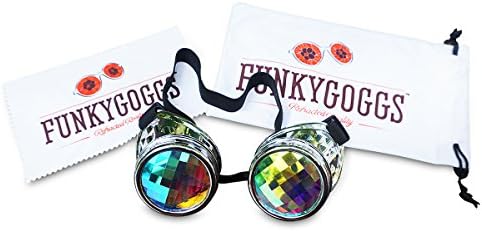 Kaleidoscope Goggles- Steampunk Rave Diffraction Glasses with Rainbow Crystal Prism Glass Lens by Funky Goggs