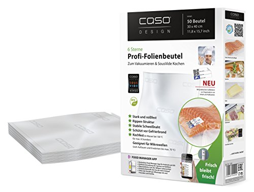 CASO Germany 50-Piece Vacuum Sealer Bags, 11.8 by 15.7-Inch