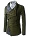 (GD93) Slim Stylish Unbalanced Metallic Leather Point Knitted Cardigan Sweaters Khaki US L(Tag Size XL)