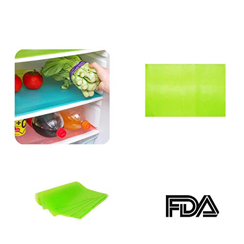 Zinnor 4 Pcs Refrigerator Pads,Refrigerator Mats,EVA Refrigerator Liners Washable Can Be Cut Refrigerator Pads Antibacterial Mats Antifouling Drawer Table Placemats【LW=17.69\
