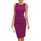 oten Womens Crew Neck Sleeveless Ruched Bodycon Sheath Work Cocktail Party Pencil Dresses