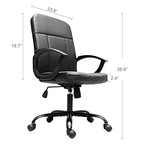 Office Chair, Mid Back Premium Bonded Leather Office Computer Swivel Desk Task Chair, Ergonomic Executive Chair with Lumbar Padding and Armrests - Thumbnail 4