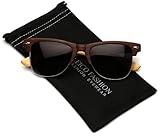 Polarized Bamboo Wood Sunglasses with Classic Semi Rimless Frame