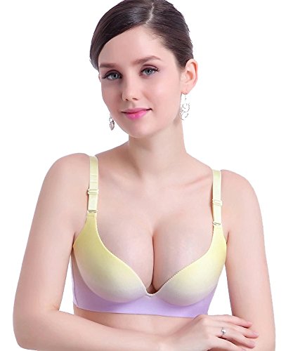 Ya Lida Gradient seamless underwear gather adjustable bra sexy lady Yellow Purple