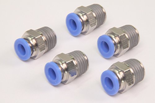 Generic Push in Quick Touch to Connect Fitting 1/4" OD Tube x 1/4" Male NPT Thread Pneumatic Straight Joints/Coupler (Pack of 5)