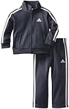 adidas Toddler Boys' Iconic Tricot Jacket and Pant Set, Grey, 4T