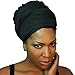 Stretch Head Wraps for Women | Extra Long Jersey Knit Turbans| Soft Cotton African Head wrap Scarf | BLACK HEAD WRAP
