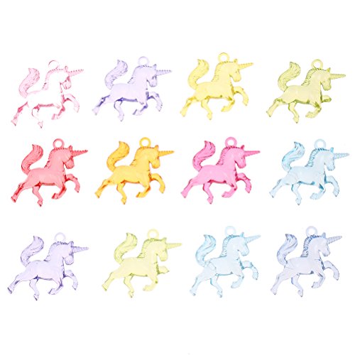 image for CoscosX 12 pcs Unicorn Acrylic Necklace Pendant Jewelry Making Supplie