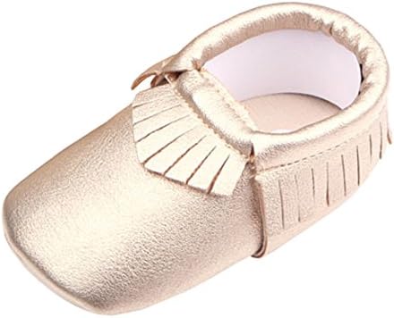 Beeliss Baby Shoes PU Leather Loafers With Tassels (6-12 Months, Golden)
