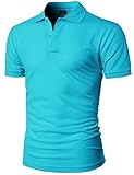 H2H Mens Casual Regular Fit Basic Short Sleeve Button Down Pique Polo Shirts