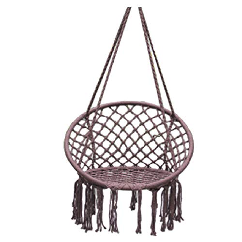 NANANA Hammock Chair Hanging Rope Swing, Hanging Swing Chair Handmade Cotton Rope Macrame Hammock, Robust Construction, Indoor Outdoor,Coffee