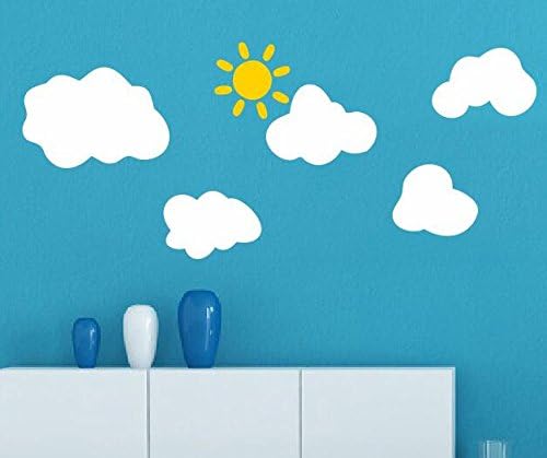 Clouds And Sun Art Decor Wall Decal Removable Vinyl Decorative Sticker Mural by Opulent Way | Easy Peel &amp; Stick on Bedroom, Living, Nursery Room Walls for Beautiful Home, 100cm X 60cm Large Size