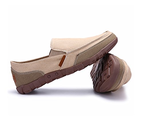 BEFAiR Men's Canvas Shoes Vintage Comfort Casual Slip On Loafers Walking Sneakers Breathable Shoes (11 D(M) US, Khaki2)