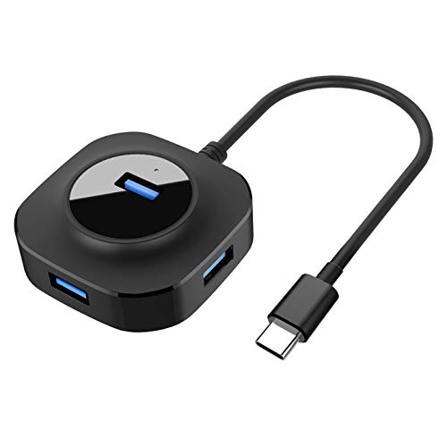 USB C 3.0 Hub, Vogek 4-Port Type C 3.0 Hub with Micro USB Interface for Hard Drive, Laptop, Tablet, PC, USB Flash Drive, Mouse and Keyboard - Black
