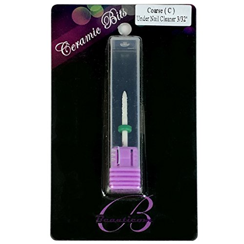 Beauticom Professional USA Ceramic White Under Nail Cleaner Bit Nail Drill (Grit: COARSE) 3/32" Shank Size