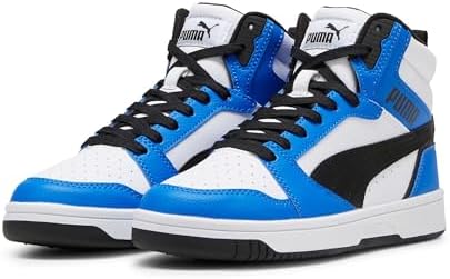 Rebound V6 Mid Jr, Scarpe da ginnastica Unisex - Bambini e ragazzi, Puma White Puma Black Racing Blue, 36 EU