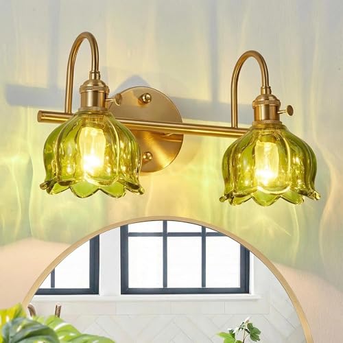 2-Light Vintage Tulip Glass Vanity Light Fixture