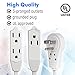 Maximm Cable 6 Ft 360° Rotating Flat Plug Extension Cord/Wire, 16 AWG Multi 3 Outlet Extension Wire, 3 Prong Grounded Wire - White - UL Certified