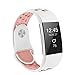 POY Replacement Bands Compatible for Fitbit Charge 2, Adjustable Breathable Wristbands with Air Holes Straps, Small White Pink