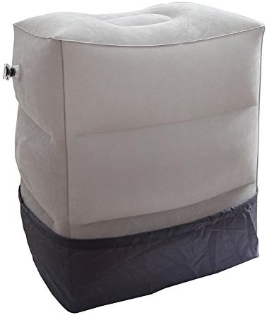 Travel Foot Rest Pillow,Famtasme Adjustable 3-layer PVC Flocking Inflatable Footrest Pillow Recliner Relax Cushion Foot Stool for Flights With Dustproof Cover Storage Bag Eye Mask Earplugs