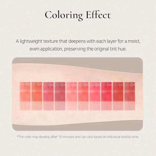 DINTO Blur-Glowy Lip Tint - Glossy Finish, Hydrating, Long Lasting, Lightweight Texture, Non-Sticky, Vegan & Cruelty-Free, K beauty (219 Ave Maria, 0.11 fl.oz)