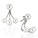 White Imitation Pearl Front & Back Bundle Cuffs Peek-a-Boo Earring Jackets Ear Studs Earbobs Ear Clips