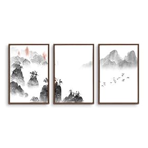 3 Piece Framed Canvas Wall Art Zen Canvas Prints Home Artwork Decoration for Living Room,Bedroom - 16"x24"x3 Panels