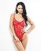 GAGAOPT Women’s Sexy Applique Lace Corset Lingerie, Teddy Underwear as Valentine Gifts for Her, Casual One-Piece Mesh Bodysuit for Relaxing Occasions. Red, Plus Size, S-4XL