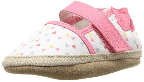 Robeez Kids' Sunshine Espadrille-K Crib Shoe, Bridget-White/Pink, 12-18 Months M US Infant