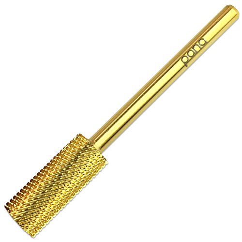 Pana 3/32" Safety Nail Carbide Bit - Gold Small Barrel Head (Grit: Fine - F) for Electric Dremel Drill Machine