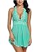 Avidlove Women V-neck Lace Babydoll Mesh Chemise Sleepwear Sexy Open Back Lingerie Green Small
