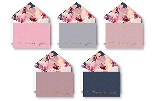 Bulk Thank You Cards with Envelopes & Matching Seal Stickers, Boxed Set of 20 Blank Note Cards (5 Colors, 4 of Each) for Appreciation, Wedding and Bridal & Baby Shower