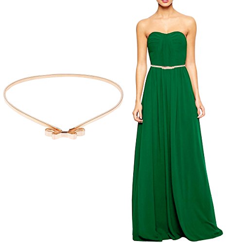 Cityelf Women Gold Metal Elastic Belt Dresses Silver Waist Chian Accessory Buckle Gold